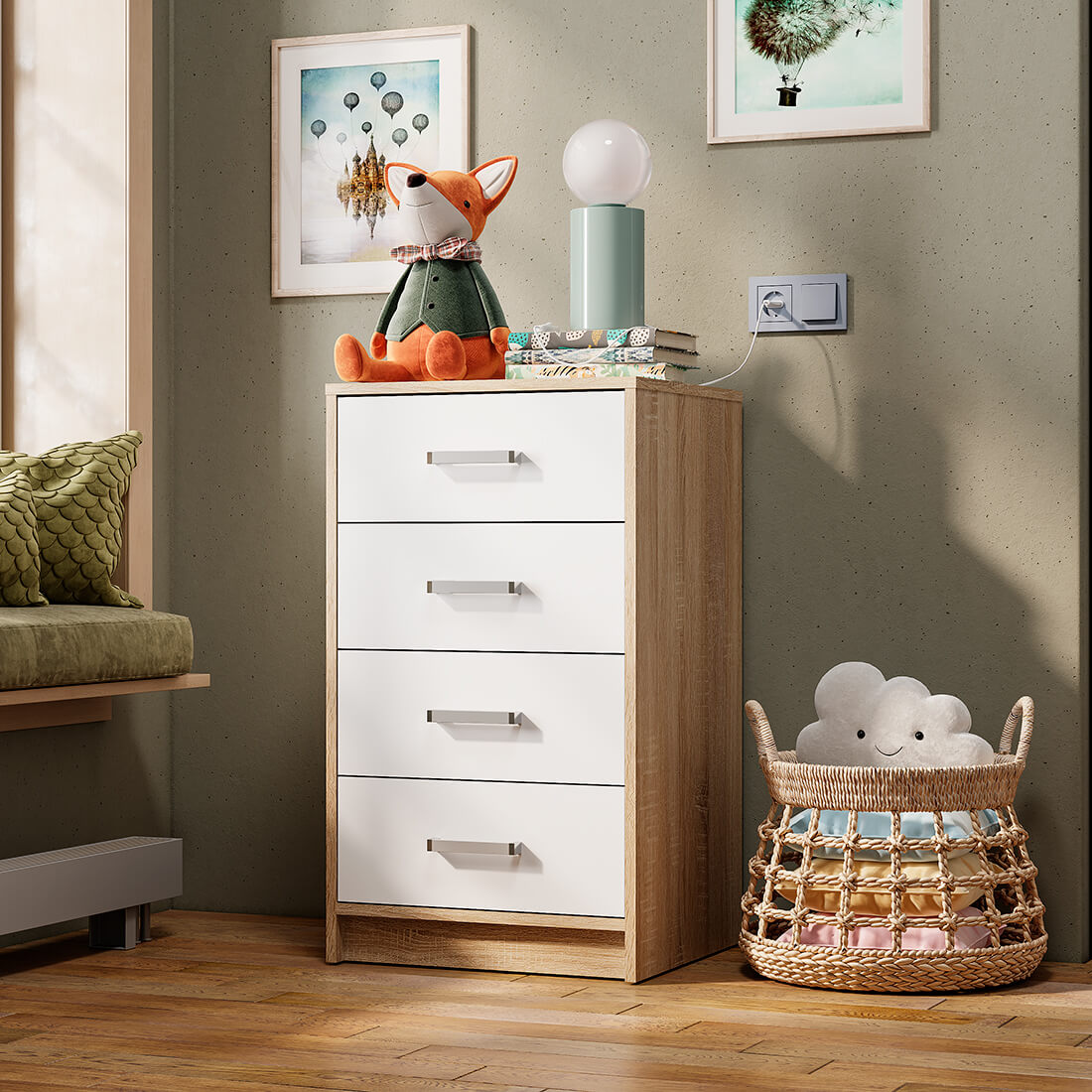 Комод Мия КМ-02 дуб сонома/белый фото 5