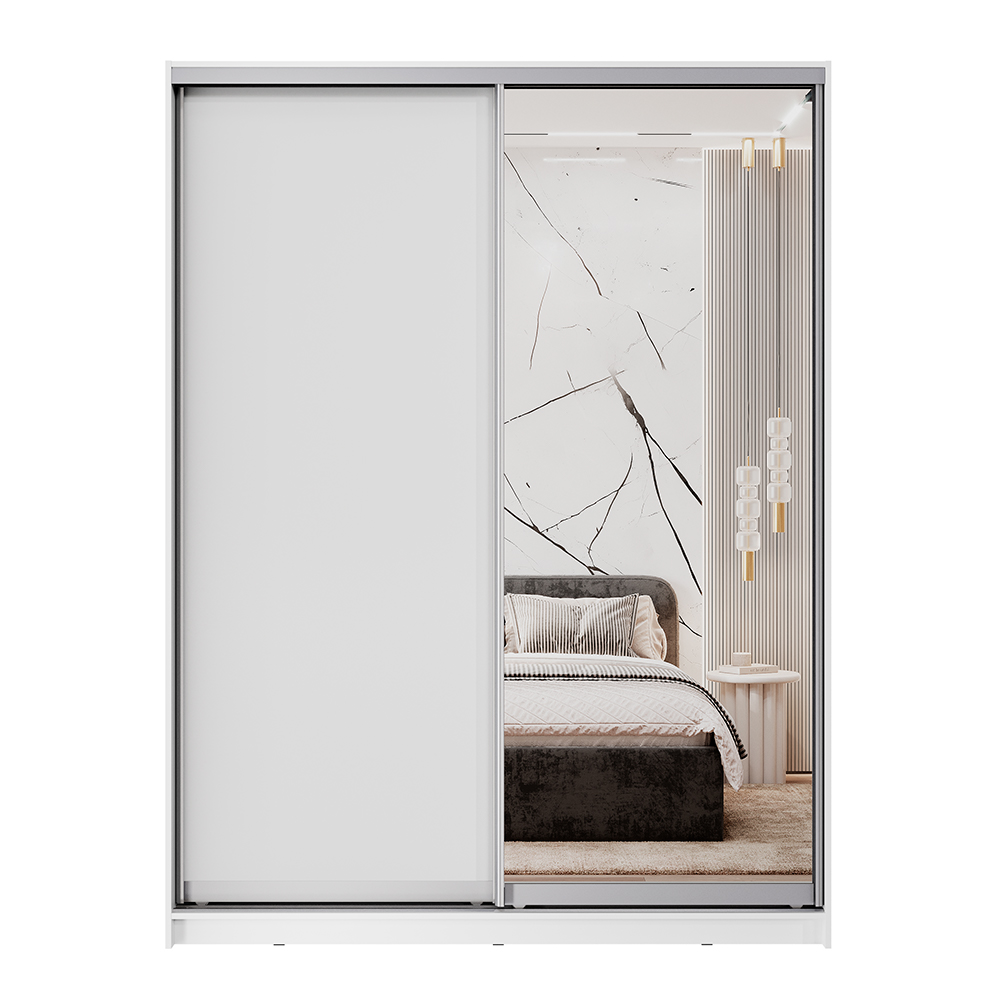 Шкаф-купе Аврора 1800x2400x650 белый/белый ЛДСП, зеркало фото 1