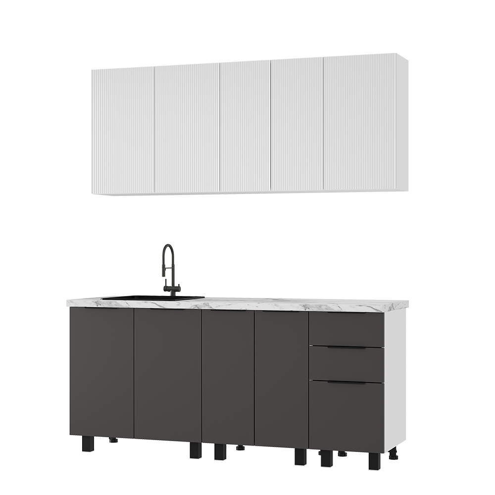 Кухня София 1,8 м графит нубук F24/эмаль белая F26 фото 4