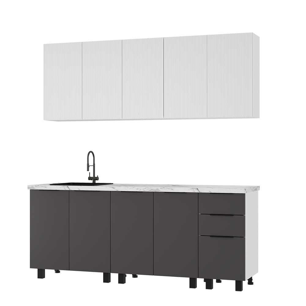 Кухня София 2,0 м графит нубук F24/эмаль белая F26 фото 4